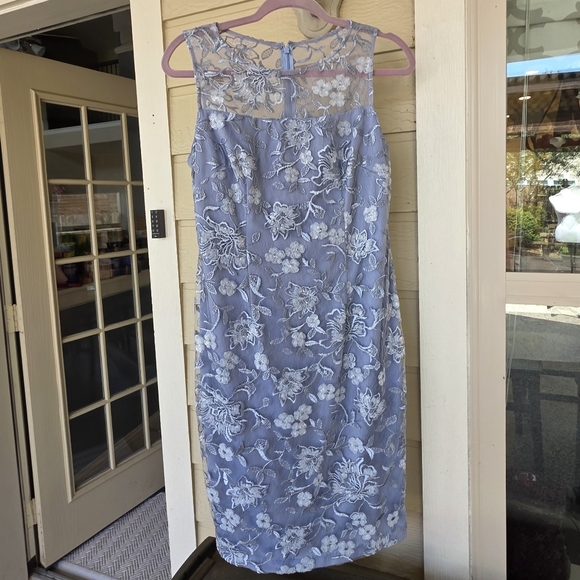 Alex Evenings Floral Lace Embroidered Sleeveless Dress Baby Blue 6 - Picture 16 of 16